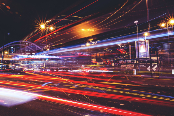 Image of highway lights at night