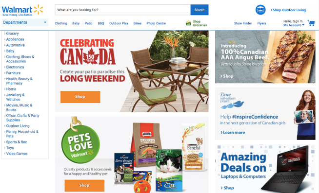 Image of Walmart Canada Homepage